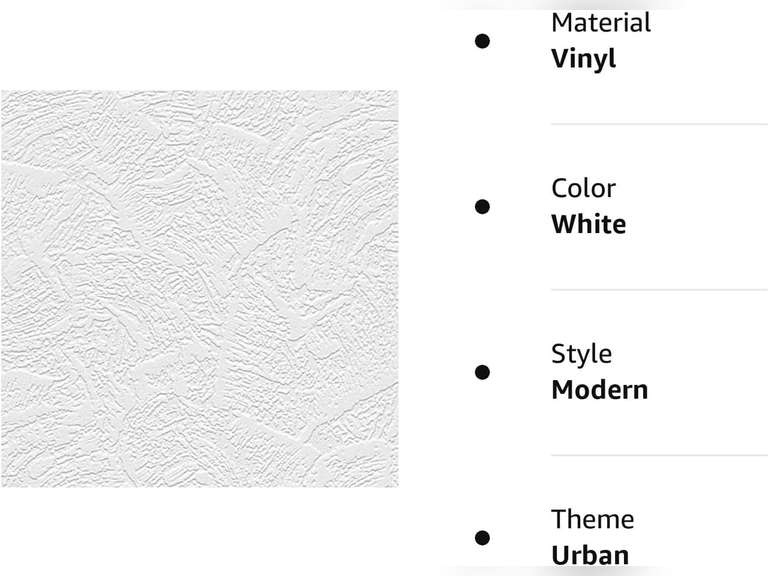 Manhattan comfort NW48905 Oliver Series Vinyl Textured and Paintable Design Large Wallpaper Roll, 21" W x 33' L, White 26