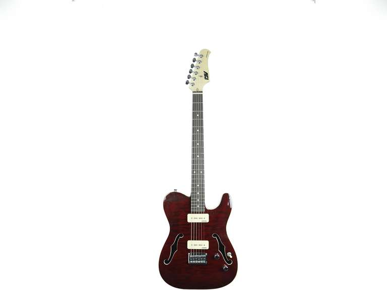 IYV 6 String ITF-400 TRD PRS Solid-Body Electric Guitar, Trans Red, Right 130