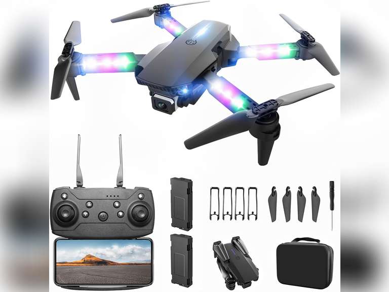 BEZGAR Drone with Camera for KIds - 1080P HD FPV RC Quadcopter with 90 Adjustable Lens, Coloeful LED Lights, Gestures Selfie, One Key Start, 360 Flips, Toys Gifts Mini Drones for Boys Girls, Black 34