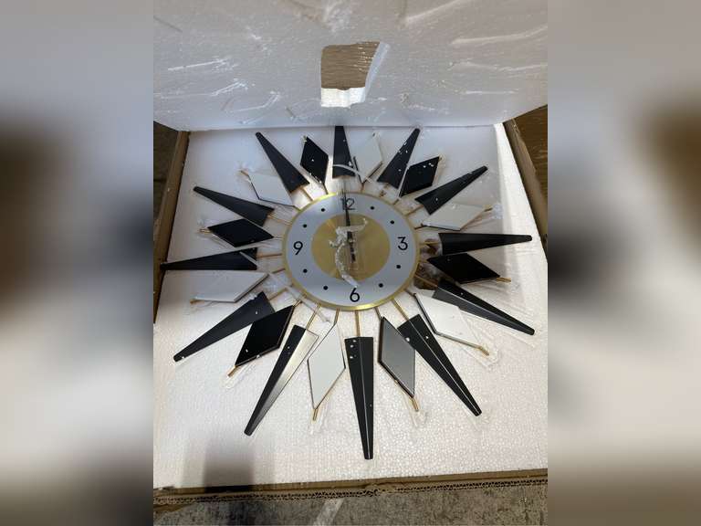 Large Wall Clock Metal Decorative Wall Clocks Silent Non-Ticking Modern Big Clocks for Living Room Dining Room Bedroom Decor,Blue Black White 75
