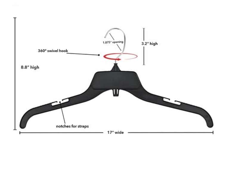 NAHANCO 484B Plastic Top Hangers, Lightweight, 17", Black (Pack of 200) 73