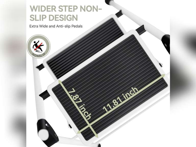 KINGRACK 3 Step Ladder, Folding Ladder with Non-Slip and Wide Pedal, Small Ladder with Handle, Heavy Duty Steel Ladder, Lightweight and Portable Step Ladder, White 89