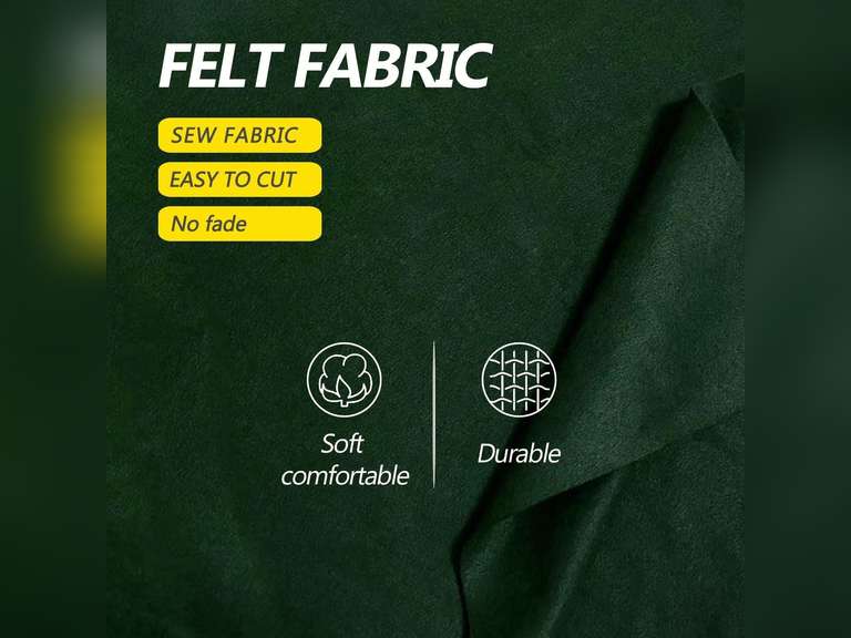 Hunter Green Felt Fabric Thickness 24 x8 Square Flexible Craft Felt by The Yard Soft Durable Felt Sheets for DIY Sewing Cushion Art Craft Project Supplies(2 pack) 14