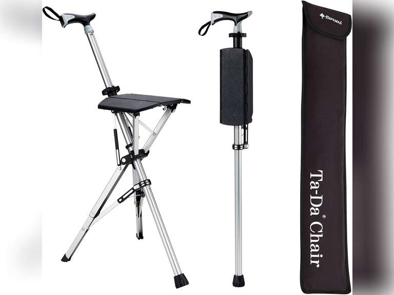 STEP2GOLD Ta-Da Chair, Portable Trekking Hiking Pole, Folding Walking Stick with Seat, Walking Cane with Chair, Foldable Chair, Lightweight Aluminum, Easy Carry and Storage, Anti-Slip 159