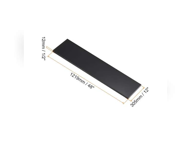 48" x 12" x 1/2" HDPE Plastic Sheet, High Density Polyethylene Sheet Cutting Board Black Solid Block, for DIY, Home Floor 72