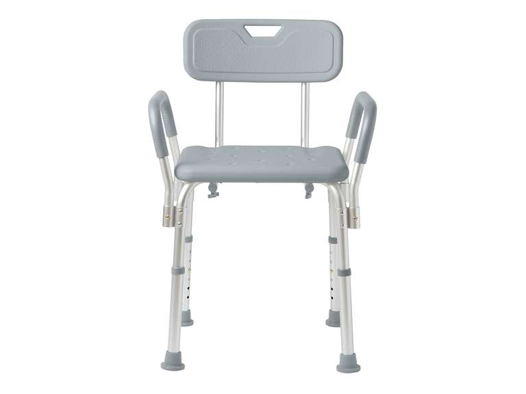 Medline Shower Chair with Back and Padded Arms, Bath Seat with Removable Back, Supports up to 350 lbs, Gray 66