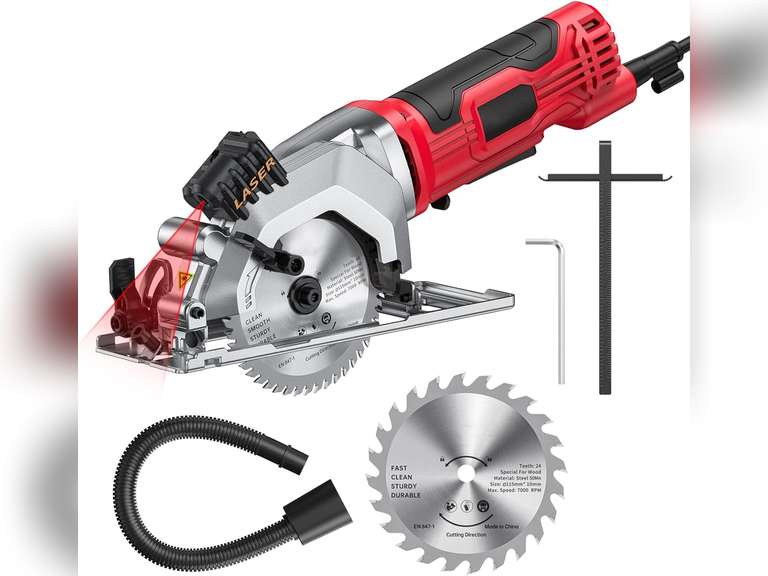 Mini Circular Saw 4.8 Amp 4-1/2 Inch Compact Circular Saw 3500RPM Electric Circular Saws with Cutting Guide for Wood Tile and Plastic Cuts 110