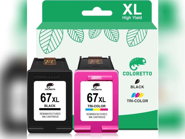 COLORETTO 67XL Ink Cartridge Replacement for HP Envy 6000 Ink Cartridges, 67 XL for Envy 6455e 6055e 6400 Deskjet 2800e 2827e 2855e 2852e 4255e 4155e 4227e 4252e for HP 67 HP67 Black/Color Combo Pack 30