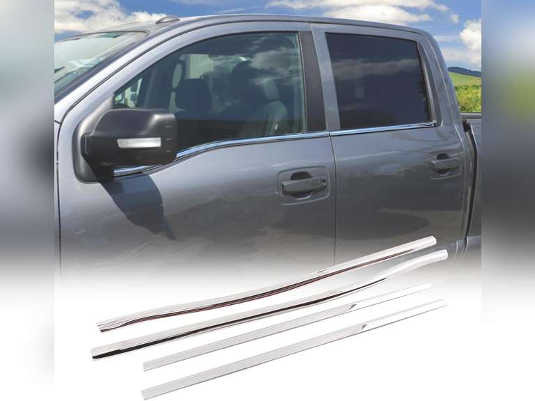 Door Window Moulding Trim Compatible with Nissan Titan 2016-2023, Stainless Lower Window Seal Strip, Car Outside Anti-Scratch Seal Belt, 4PCS 56