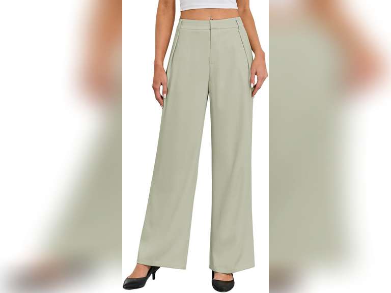 Gracyoga Women's Wide Leg Petite Dress Pants High Waisted Casual Work Trousers 2025 Business Outfits with Pockets, size L 20