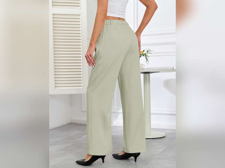 Gracyoga Women's Wide Leg Petite Dress Pants High Waisted Casual Work Trousers 2025 Business Outfits with Pockets, size L 20