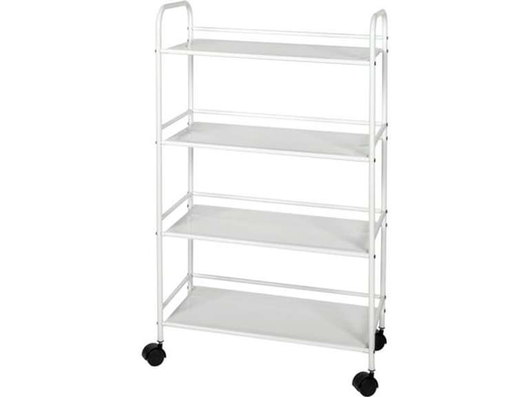 Richards 4-Tier Rolling Utility Cart Multipurpose Metal Roller Cart & Organizer, White 90