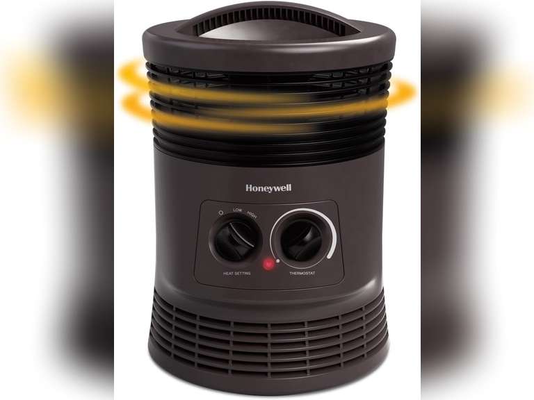 Honeywell HHF360V 360 Degree Surround Fan Forced Heater with Surround Heat Output Charcoal Grey Energy Efficient Portable Heater with Adjustable Thermostat & 2 Heat Settings, Small 35