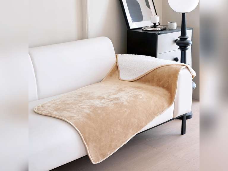 gogobunny Dog Blanket, Waterproof Reversible Sherpa Fleece Throw Blanket, Furniture Cover for Bed, Couch, Sofa Protection from Liquid Pee and Pet Fur of Puppy, Cat (Beige, 35*35inches) 24