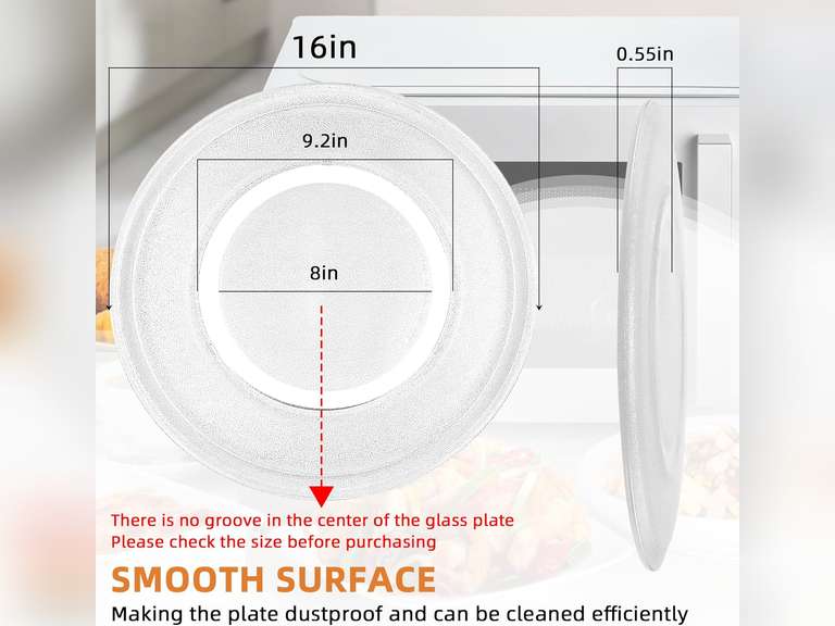 Microwave Glass Plate 16 inch WB27X43590 WB49X10166 Glass Turntable Plate Compatible with G.E Microwave Replace AP4345996 PS2321884 EAP2321884 JES2051DN2WW JES2051DN1BB PEB2060DM1CC by Fetechmate 35