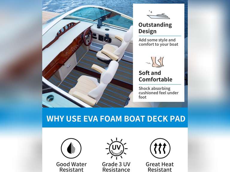 (Similar)Foam Boat Flooring with 3M Adhesive Backing Marine Self-Adhesive Decking 36 x72 Faux Teak Sheet for Jon Boats Swim Platform Helm Pad RV Floor 27