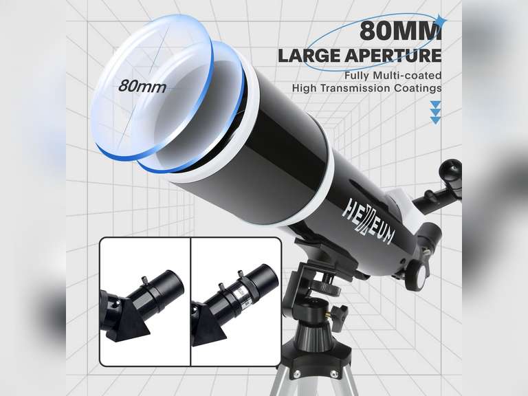Telescope for Adults & Beginner Astronomers - 80mm Aperture 600mm Fully Multi-Coated High Transmission Coatings with AZ Mount Tripod Phone Adapter, Carrying Bag, Wireless Control. 90