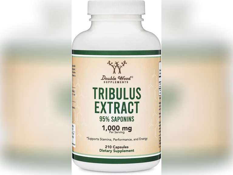 Tribulus Terrestris for Men (Purest 95% Saponin Content) 210 Capsules, 1,000mg Concentrated Fruit Extract (Third Party Tested, Vegan Safe, Non-GMO) for Stamina and Energy by Double Wood 18