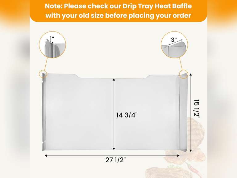 Drip Tray Heat Baffle Replacement for Traeger Ironwood 885 Series Pellet Grills, 304 Stainless Steel Heavy Duty Steel Drip Pan Compatible with traeger BCA1333, traeger pellet Grill Assossories 73