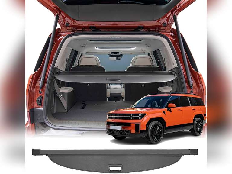 Cargo Cover for All-New 2024 Hyundai Santa Fe Accessories,Compatible with 2024 Hyundai Santa Fe Retractable Trunk Cover Privacy Screen Luggage Security Shield Shade Upgraded Package(Canvas) 60