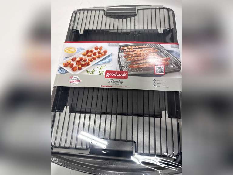 GoodCook 15 x 10.5 Nonstick Carbon Steel Baking Pan & Raised Wire Rack Pizza Crisper, Crispy Bacon, Multipurpose Cooking Sheet Pan, Cooling Rack, Kitchen Cookware Set, Dishwasher Safe 20