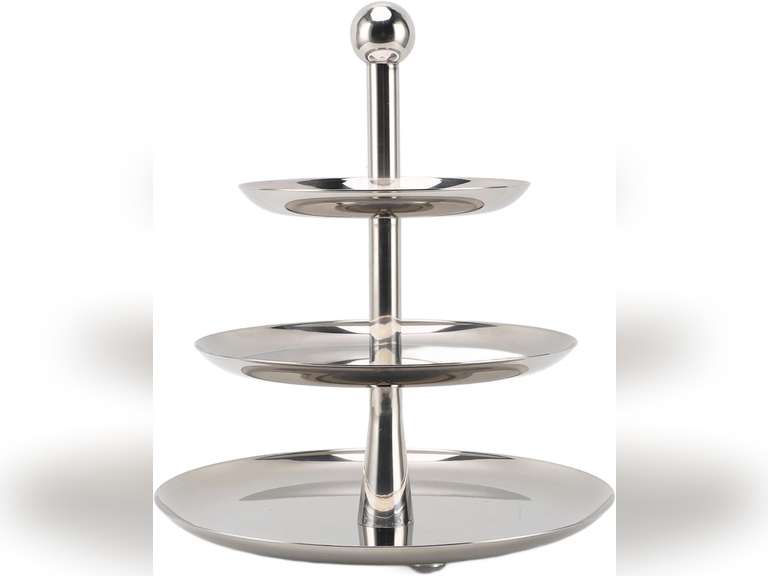Stainless Steel Tiered Tray Stand, Large Capacity Multi Functional Cupcake Tower, Cake Pop Fruit Pastry 3 Tier Serving Tray for Home Parties Bars Silver (Stainless Steel 2) 34