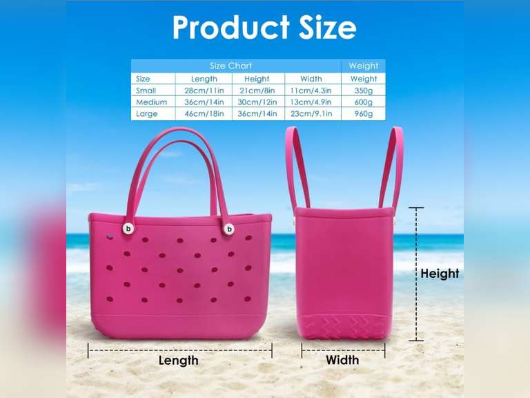 EVA Beach Tote Bag - Waterproof Washable Tip Proof Durable Open Tote Bag for the Beach Boat Pool Sports 37