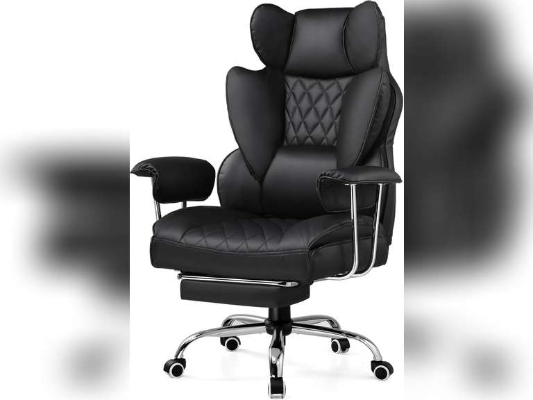 GTRACING Gaming Chair,Office Chair with Pocket Spring Lumbar Support, Ergonomic Comfortable Wide Office Desk Computer Chair with Outward Fixed Soft Armrests and Footrest (PU Leather, Black) 160