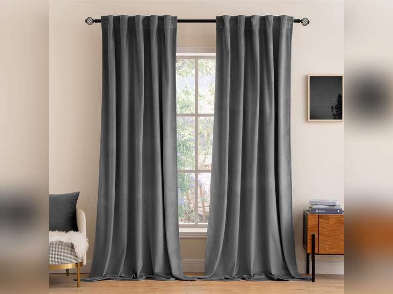 (Similar)Grey Velvet Curtains 84 inches 2 Panels - Luxury Blackout Curtains for Bedroom Living Room Thermal Insulated Super Soft Window Drapes Rod Pocket & Back Tab, W52 x L84 inches 46