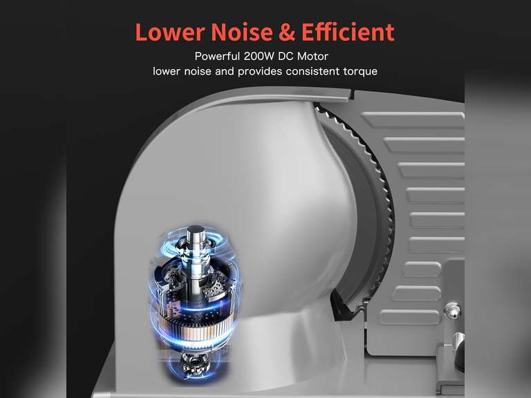 Meat Slicer, 200W Meat Slicer Machine for Home, DC Motor Quiet Deli Slicer with 2 Removable 7.5' Stainless Steel Blades, Adjustable Dial for 0-15mm, Electric Food Slicer for Meat, Cheese, Bread 129