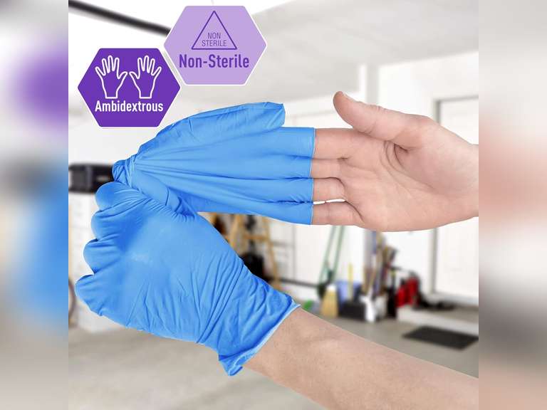 MED PRIDE Disposable Multipurpose Hand Protection Nitrile-Vinyl Blend Exam Gloves, Medium 100 - Powder, Latex & Rubber Free - Single Use Non-Sterile Protective Gloves 9