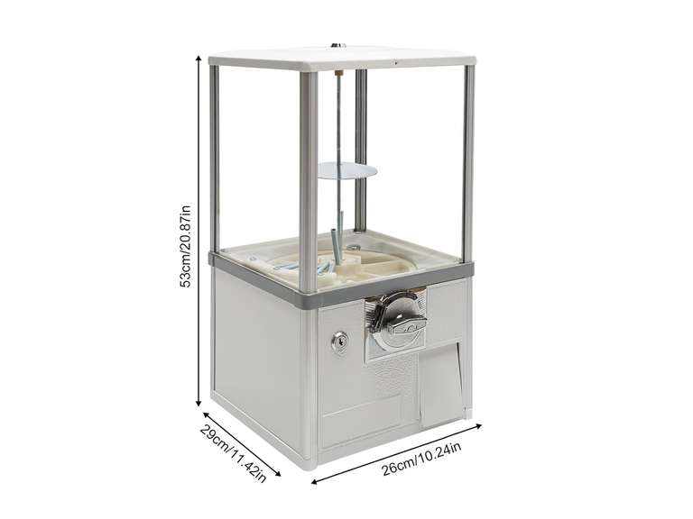 Vending Machine, 20.87Inch Height Candy Gumball Machine with Load Capacity Gumball Bank, Metal Candy Vending Machine for 1.77-1.97Inch Gadget,Portable Candy Dispenser Machine for Retail Shop (White) 101