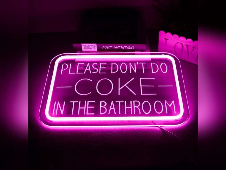 Please Don t Do Coke in the Bathroom Neon Sign Wall Decor LED Bedroom Dorm Office Wall LED Neon Light Brightness,Light Up Sign for Party Decor,Bathroom,Christmas Gifts 23