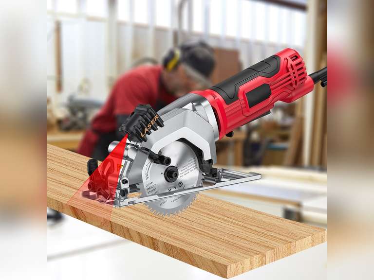 Mini Circular Saw 4.8 Amp 4-1/2 Inch Compact Circular Saw 3500RPM Electric Circular Saws with Cutting Guide for Wood Tile and Plastic Cuts 110