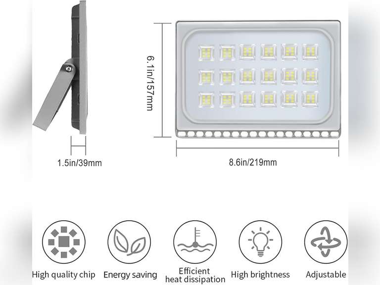100W LED Flood Light Outdoor - papsbox 10000lm LED Work Light Waterproof IP66 Floodlight Fixture 6500K Daylight White Super Bright Security Light for Garden Yard Garage NO Plug 29