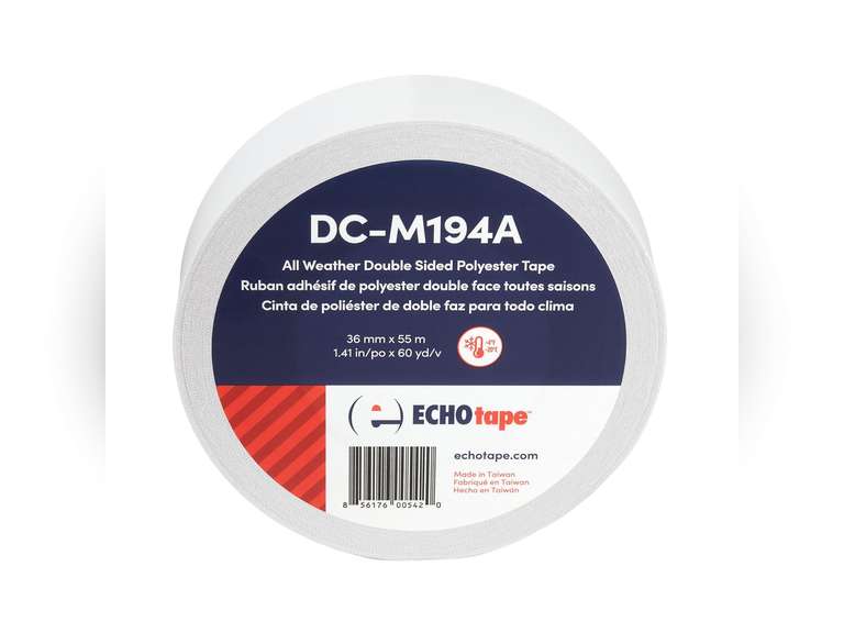 ECHOtape DC-M194A | Double-Sided Polyester Tape | Clear Thin Tape | All Weather/Cold Weather Insulation Mounting Tape | Superior Holding Power | 1.41 in x 60 yd 19
