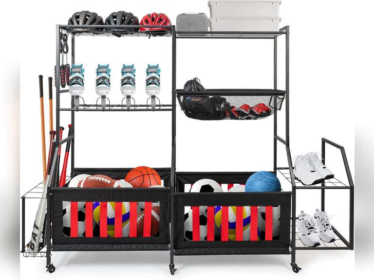 Garage Sports Equipment Organizer With Hooks - View #3