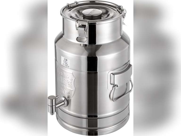 15L/3.96Gallon Milk Can with Faucet, Heavy Duty Milk Jug Milk Bucket Transport Container Wine Pail Bucket Bottle Stainless Steel with Sealed Lid for Milk and Wine Liquid Storage 66