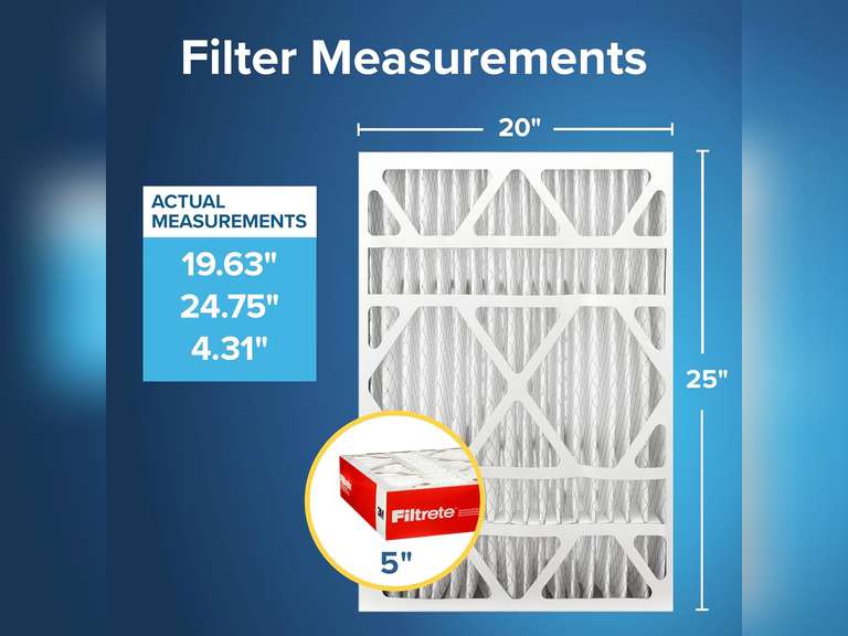 Filtrete 20x25x5 AC Furnace Air Filter, MPR 1000, MERV 11, Fits Lennox Devices, Allergen Defense, Electrostatic Air Cleaning Filter, 2-Pack (actual size 19.63 x 24.75 x 4.31 in) 50