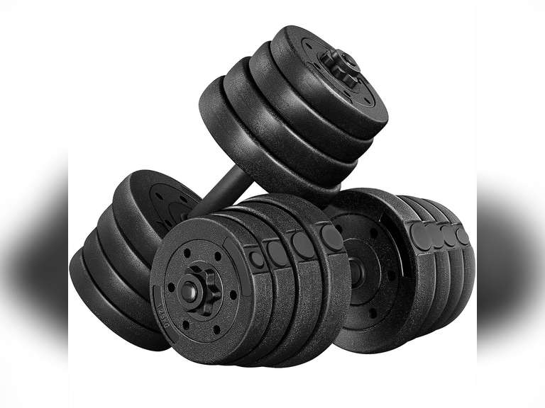 Yaheetech Adjustable Dumbbells Weight Set Dumbbell Weights Exercise & Fitness Equipment w/ 4 Spinlock Collars for Women & Men Home Gym Strength Training 60