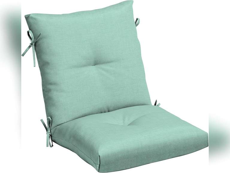 Arden Selections Outdoor Plush Modern Tufted Blowfill Dining Chair Cushion, 21 x 40, Water Repellent, Fade Resistant, Tufted Cushion for Dining and Bistro Chairs 21 x 40, Aqua Leala 86