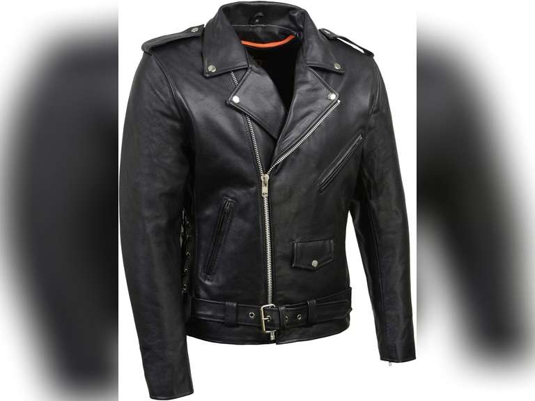Milwaukee Leather SH1011 Men's Classic Brando Premium Leather Black Motorcycle Riders Leather Jacket w/Side Laces M 130