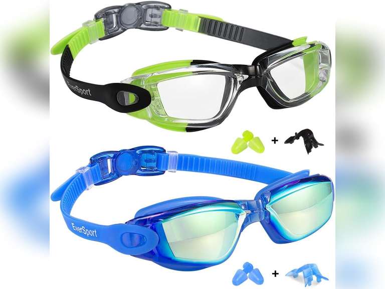 EverSport Kids Swim Goggles, Pack of 2 Swimming Goggles for Children Teens, Anti-Fog Anti-UV Youth Swim Glasses for Age4-16 14