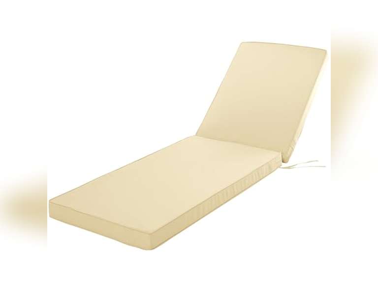 Chaise Lounge Cushion for Outdoor Furniture, Waterproof Fade and Tear Resistant Lounge Deck Chair Cushions for Patio Lawn Pool Resort Hotel, 72x21x3 Inch, Beige 66