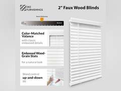 DEZ FURNISHINGS Cordless 2" Faux Wood Blind, 30.25" W x 72" H, White 52