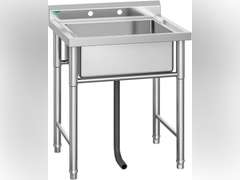 YITAHOME 29 Utility Kitchen Sink Free Standing Single Bowl with Pipe NSF Stainless Steel Commercial Sink for Laundry Room Bathroom Farmhouse Garage Indoor Outdoor 210