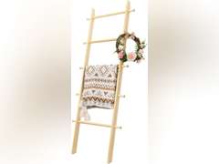 5-Tier Blanket Ladder 4.8 Ft Wall Leaning Quilt Rack, Farmhouse Blanket Storage for Living Room, Bedroom & Bathroom Rustic Decorative Wooden Towel & Quilt Holder, Easy to Assemble 21