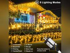 (UNKNOWN LENGTH) Warm White Christmas Lights Outdoor, 66ft 640 LED Icicle Lights for Outside House with Connectable Clear Wire 8 Modes Timer, Plug in Waterproof for Home Holiday Eaves Yard Party Room Indoor Decoration 30
