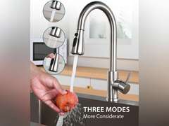 Kitchen Faucet with Pull Down Sprayer, Brushed Nickel High Arc Single Handle Kitchen Sink Faucet, Stainless Steel Modern RV Faucets, llaves para fregaderos de cocina 40