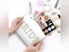 Bride Patch Letter Makeup Bag for Women Bridesmaid Engagement Gift for Her White Pearl Rhinestone Travel Toiletry Bag Make Up Bag Pouch for Purse Bridal Shower Gifts for Engagement Wedding 10